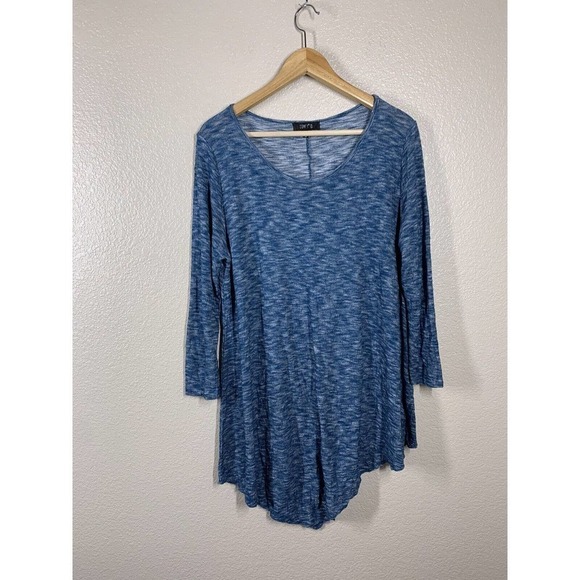 Comfy USA Asymmetric Crinkled Knit Tunic Top Women’s Medium M Lagenlook - Picture 1 of 5